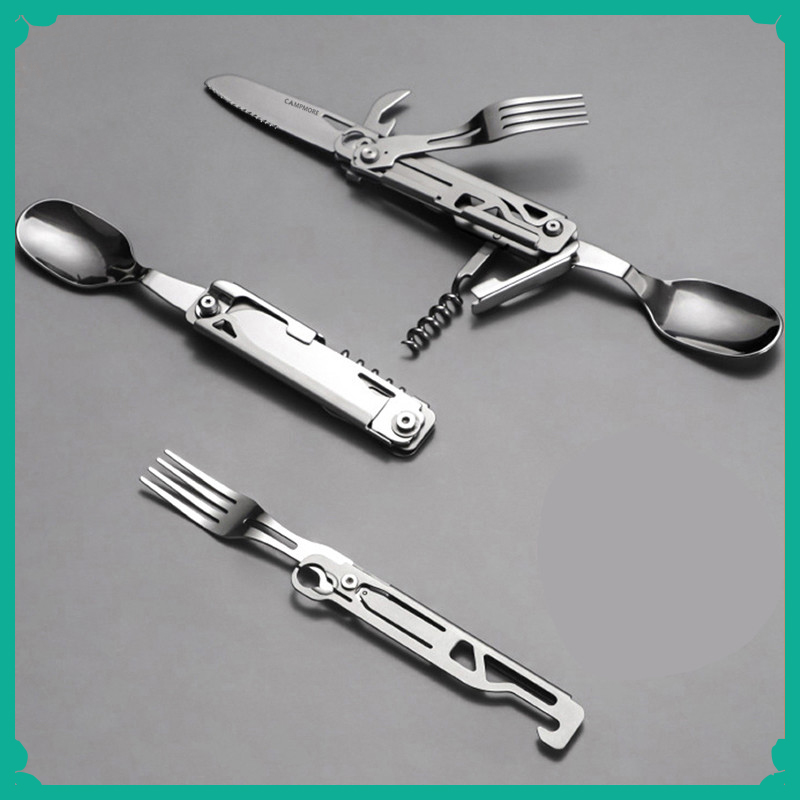Camping Cooking Kit Box - Juego de tenedor y cuchara multifunción