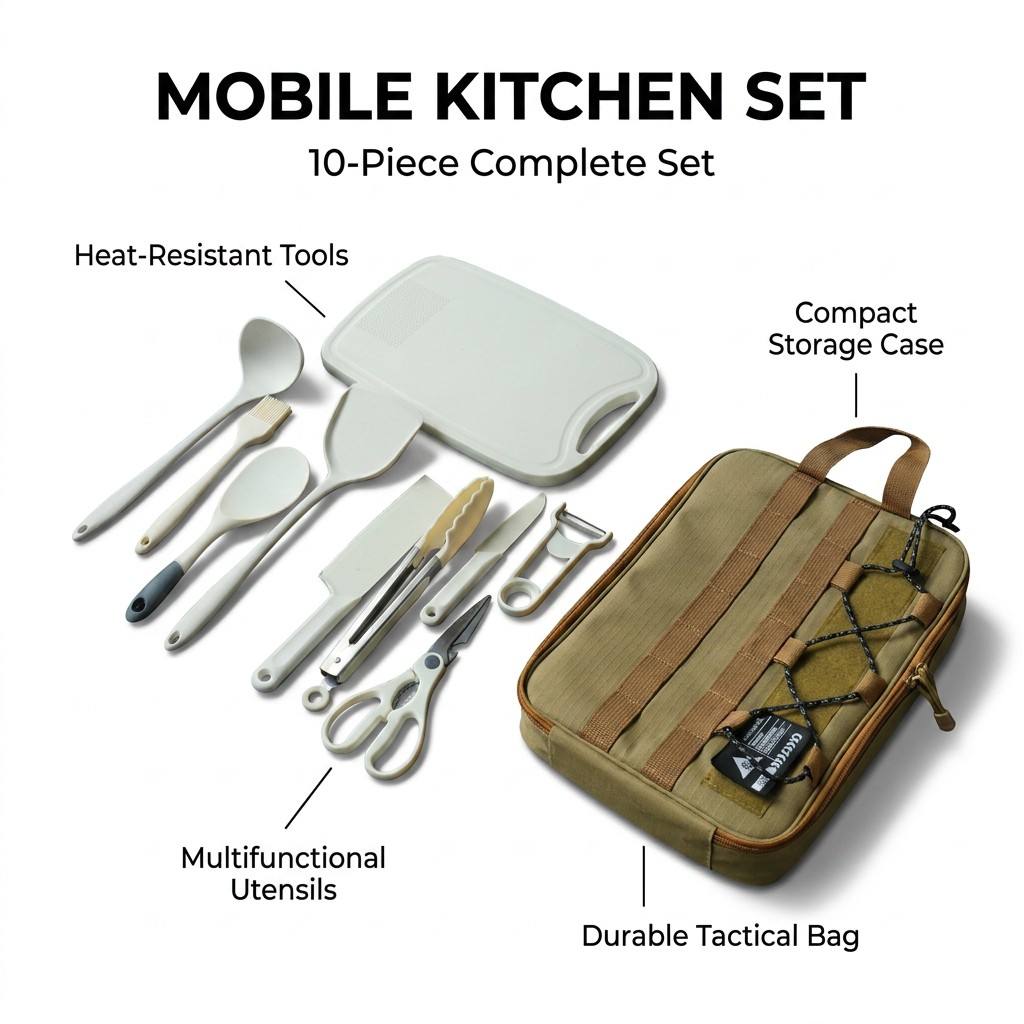 Camping Cooking Cutlery Set - Juego de utensilios de cocina portátiles