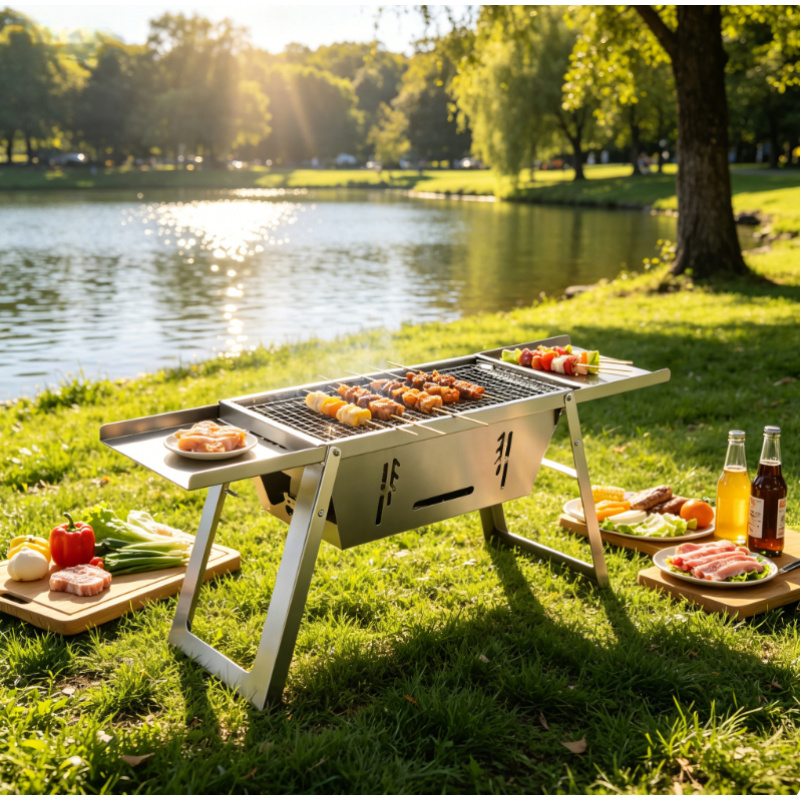Camping Cooking Set Compact - Parrilla Portátil de Acero Inoxidable para