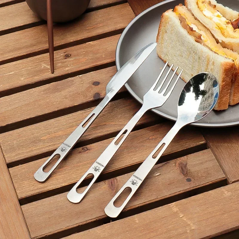 Camping Cooking Cutlery Set - HWZBBEN-Juego de tenedor y cuchara de