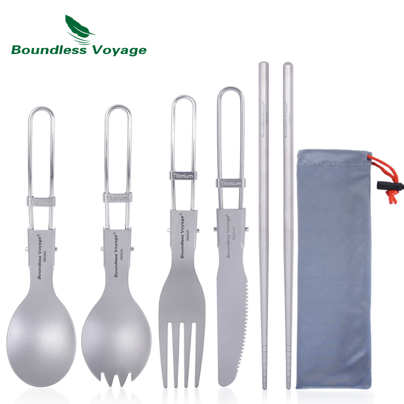 Camping Cooking Cutlery Set - Cubiertos de titanio para acampar, cuchara