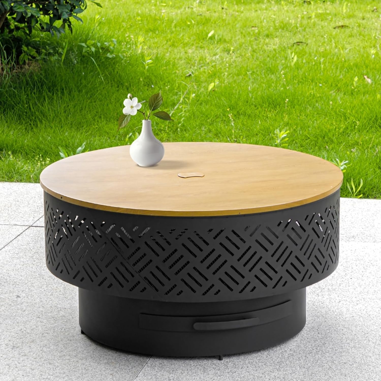 Camping Cooking Fire Pit - Mesa de fuego redonda de metal