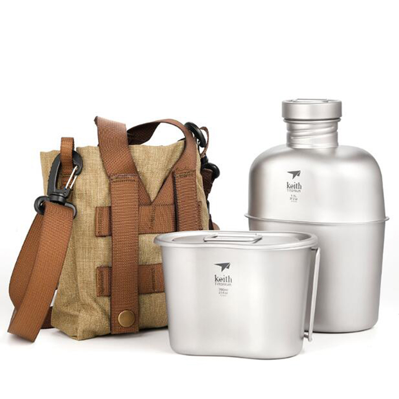 Camping Cooking Kit Box - Juego de cocina de titanio, fiambrera