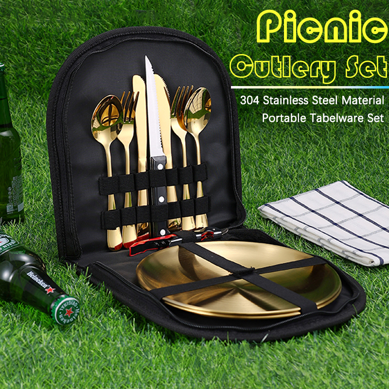 Camping Cooking Set - Juego de vajilla de acero inoxidable