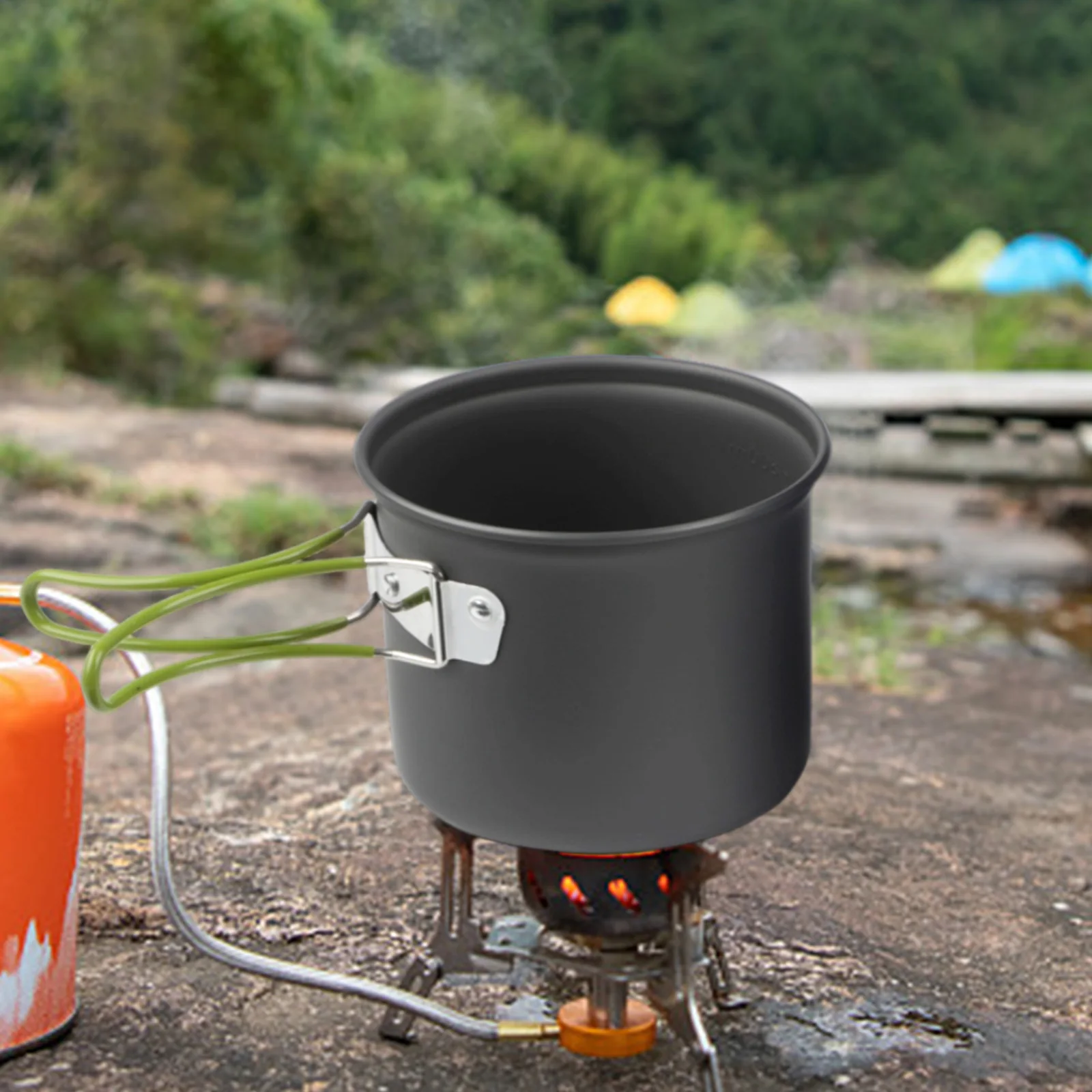 Camping Cooking Set Compact - Juego de ollas de aluminio anodizado