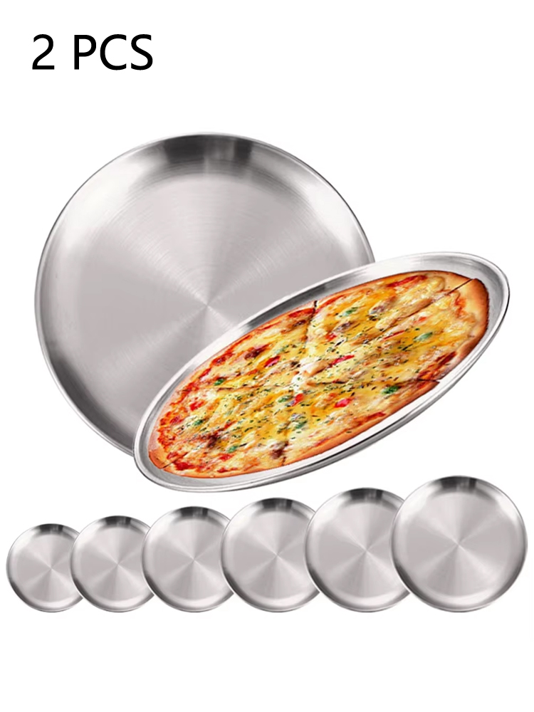 Camping Cooking Tray - 2 Platos Redondos de Acero Inoxidable