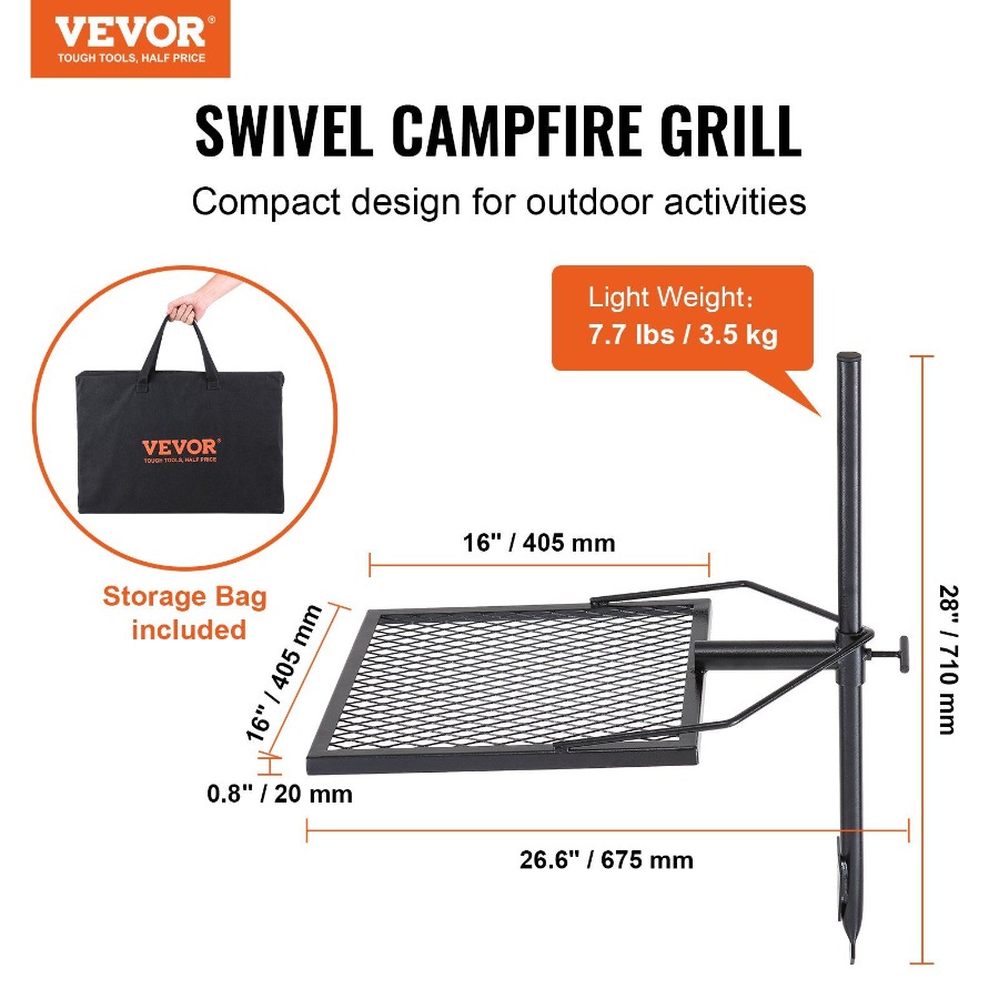 Parrilla Giratoria para Fogata - Camping Cooking Fire Pit reseña y precio