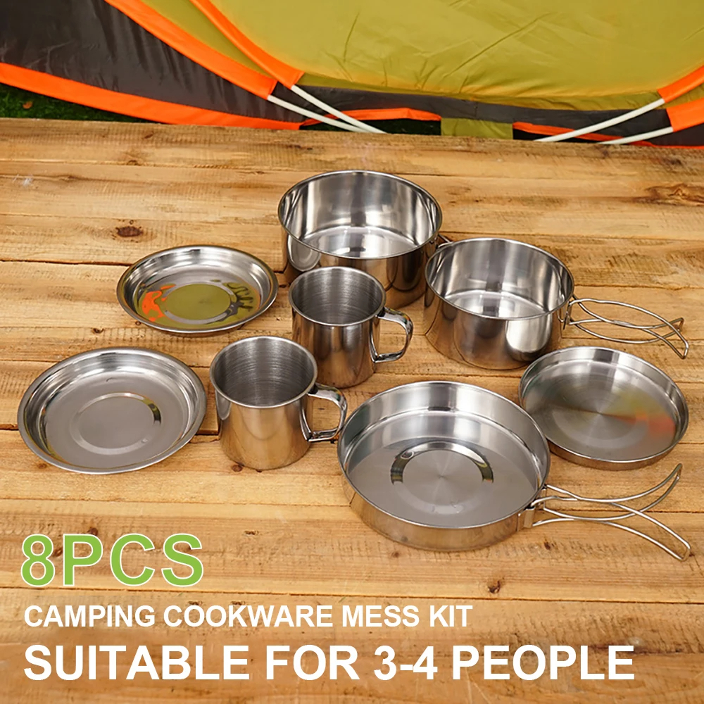 8 unids/set utensilios de coci - Camping Cooking Cutlery Set reseña y precio