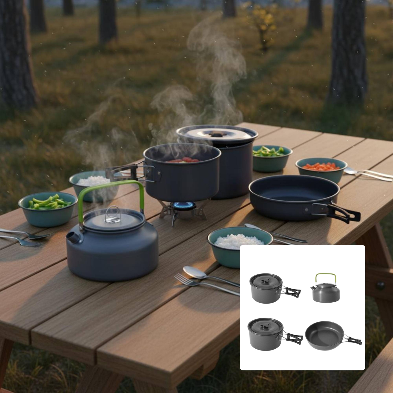 Juego de Ollas y Sartenes para - Camping Cooking Set reseña y precio