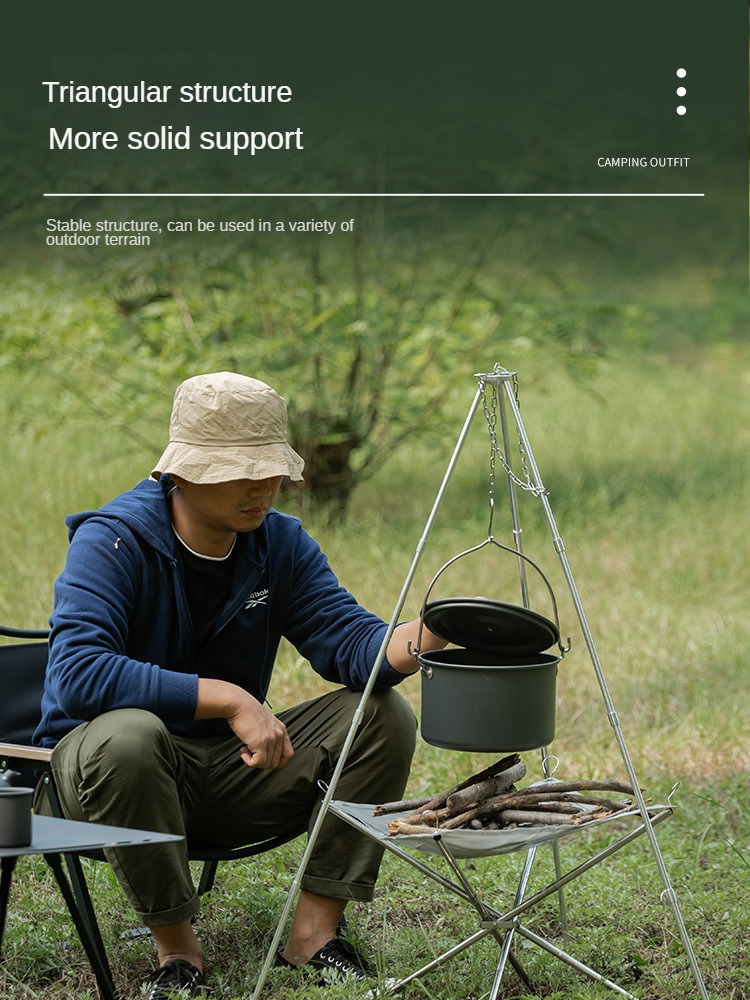 Trípode portátil para hoguera, - Camping Cooking Tripod reseña y precio