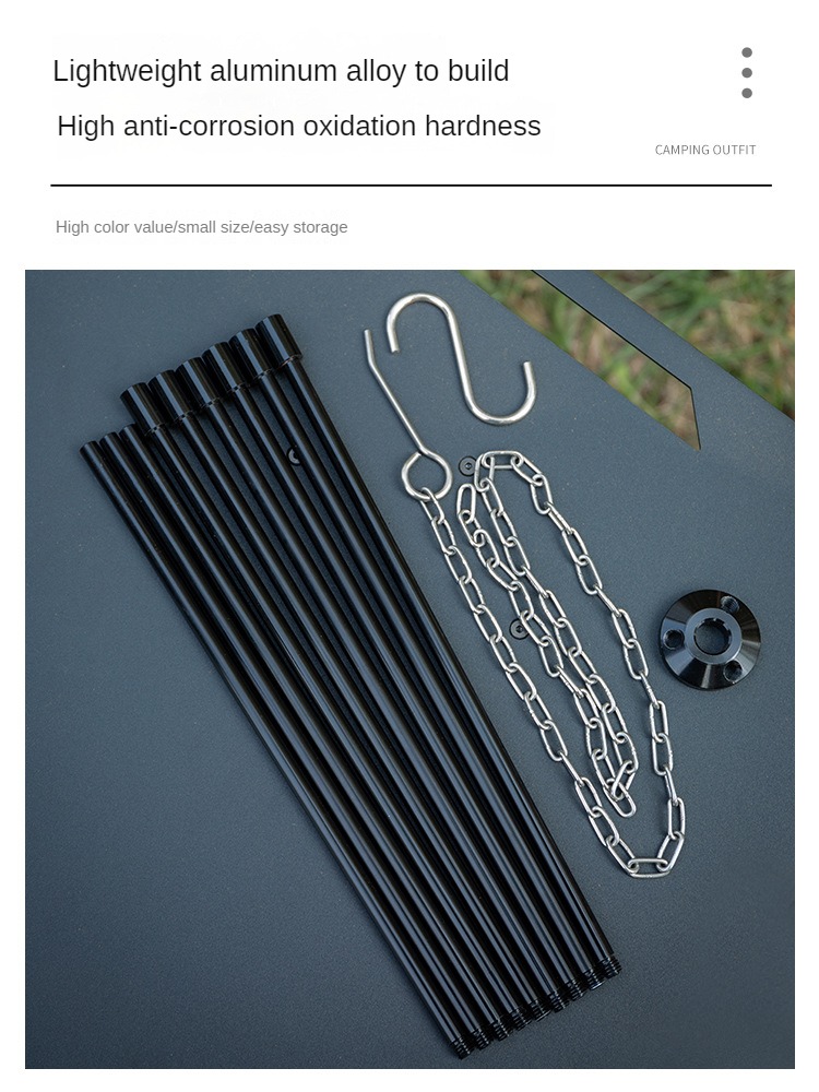 Trípode portátil para hoguera, - Camping Cooking Tripod reseña y precio