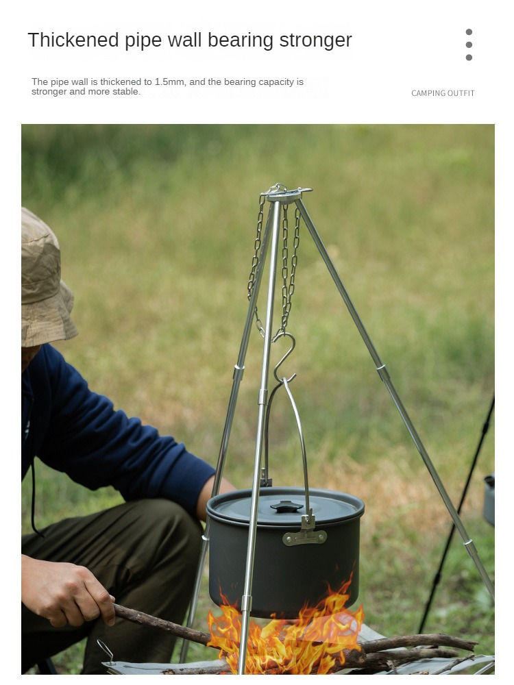 Trípode portátil para hoguera, - Camping Cooking Tripod reseña y precio