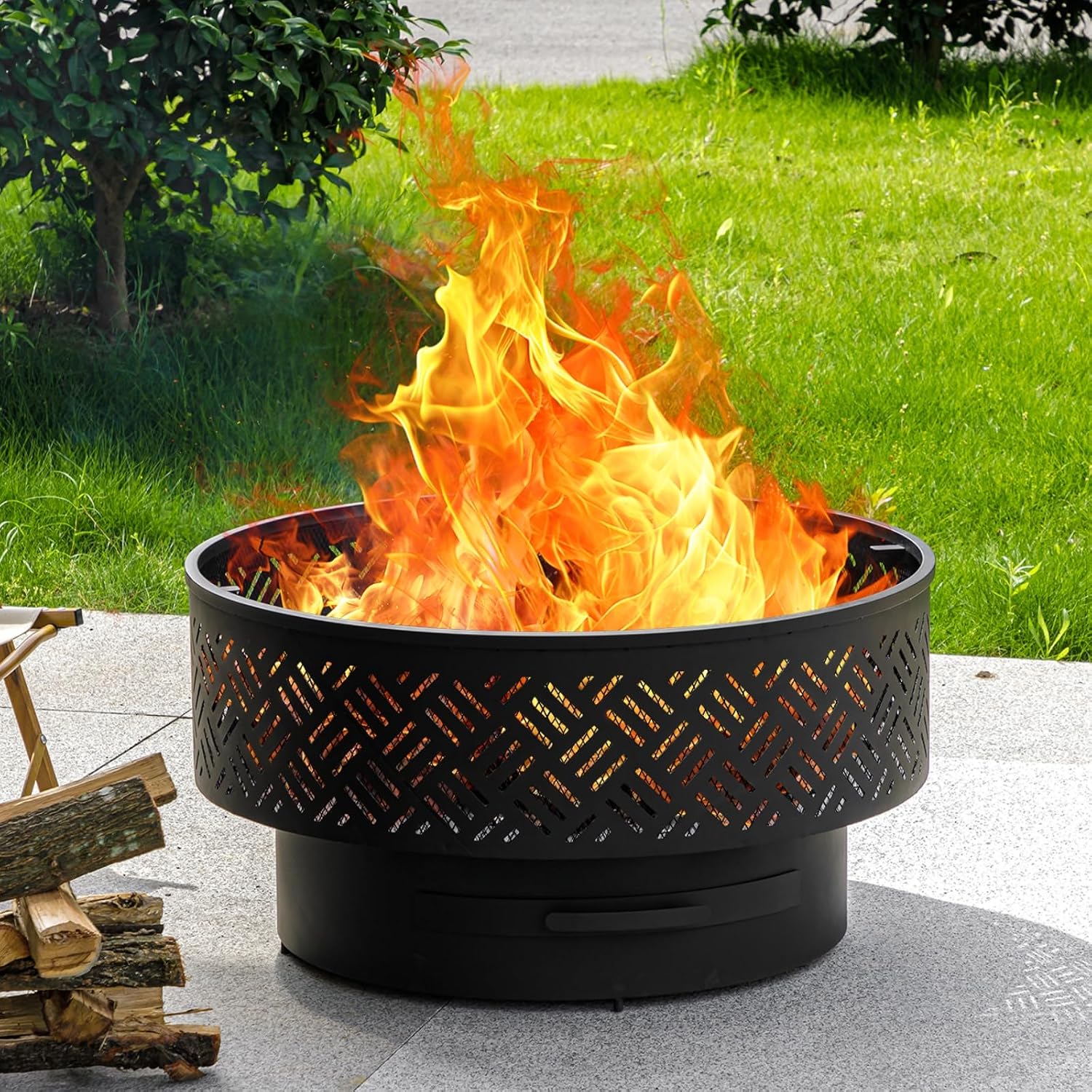 Mesa de fuego redonda de metal - Camping Cooking Fire Pit reseña y precio