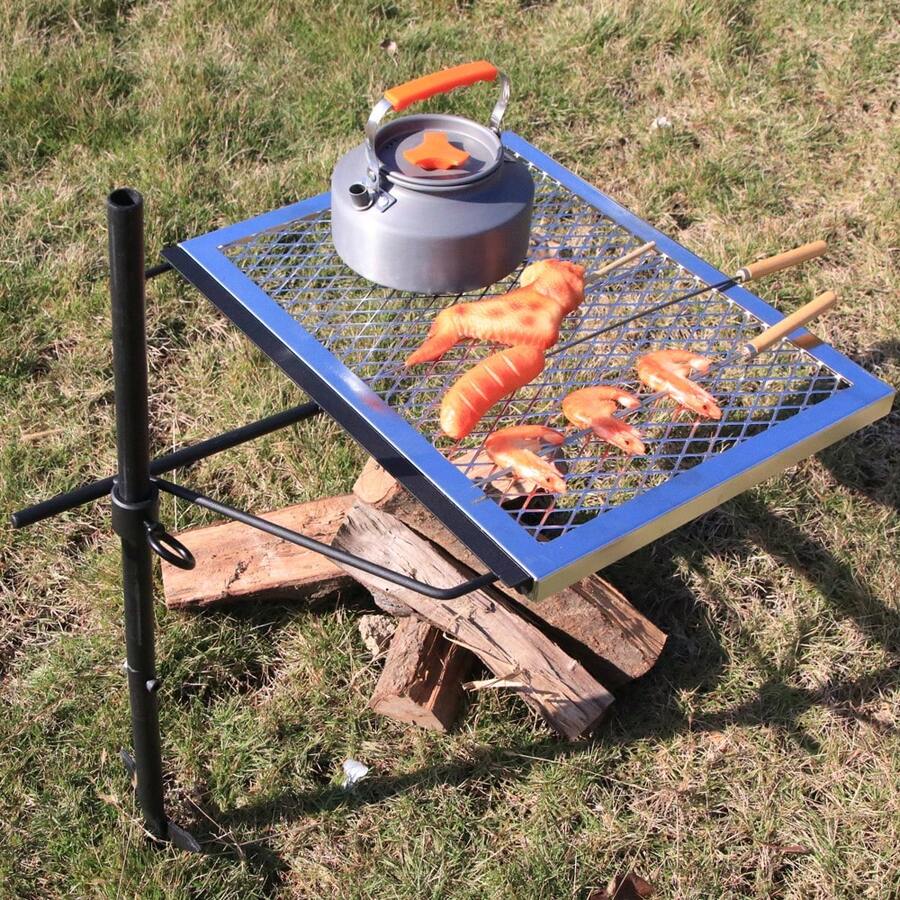 360 °   Parrilla Giratoria Aju - Camping Cooking Fire Pit reseña y precio