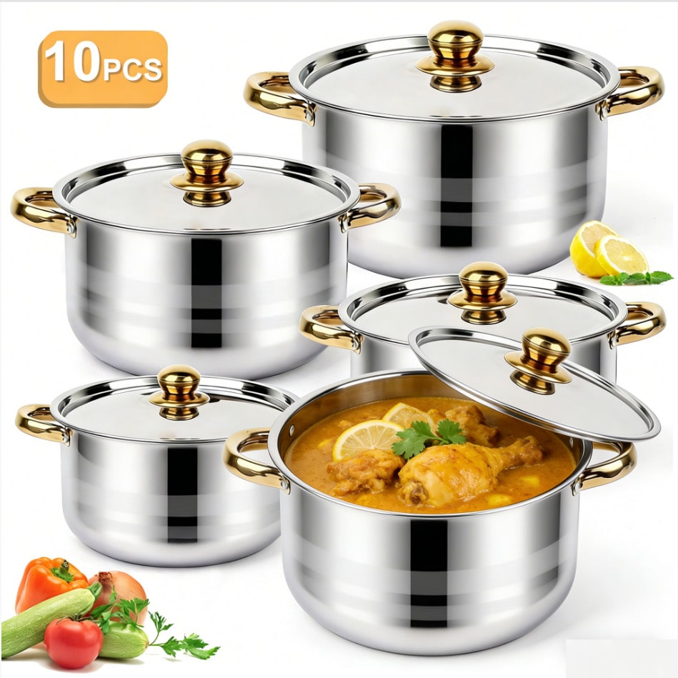 Juego de ollas de acero inoxid - Camping Cooking Pan Set reseña y precio