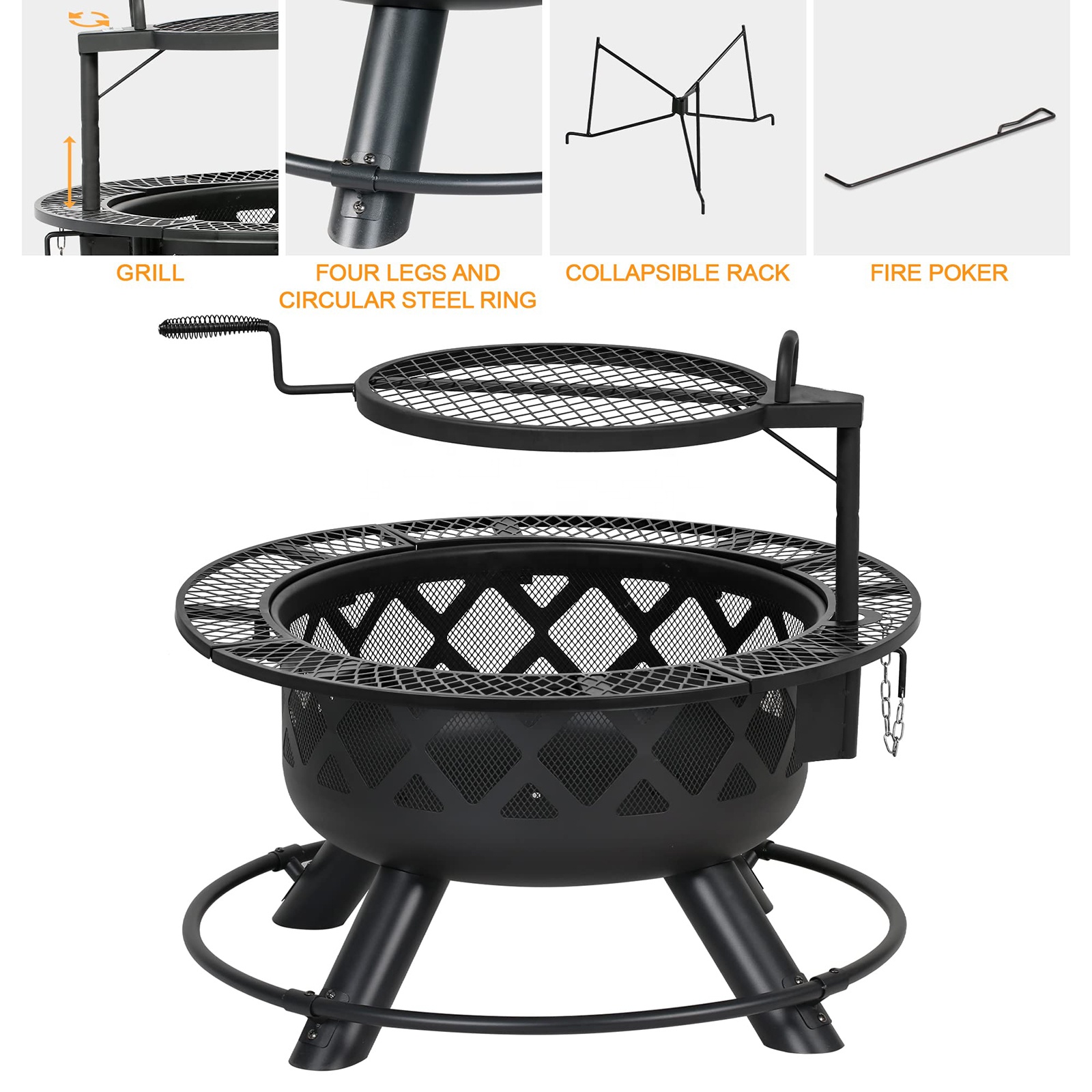 Grandes hogares de leña para e - Camping Cooking Fire Pit reseña y precio