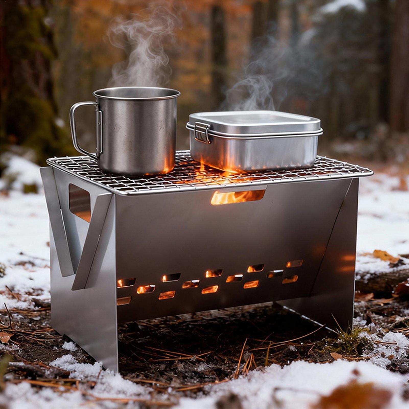 Parrilla de carbón portátil pl - Camping Cooking Fire Pit reseña y precio